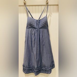 Jessica Simpson Denim Light Jean Cross Strap Flirty Dress with RuffleTrim Medium